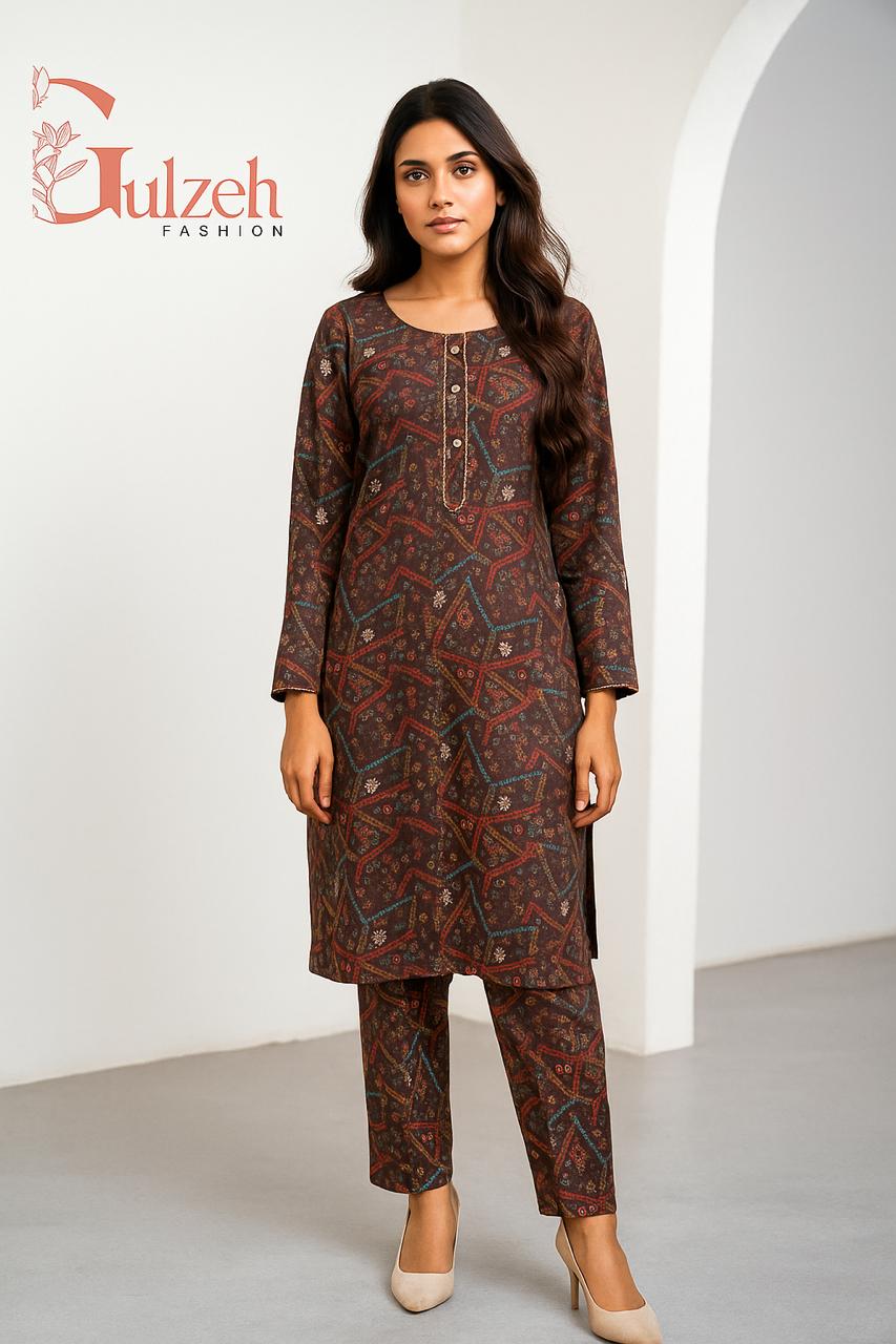2PC Lawn Stitched Suit Sale-Tribal Geometric Style